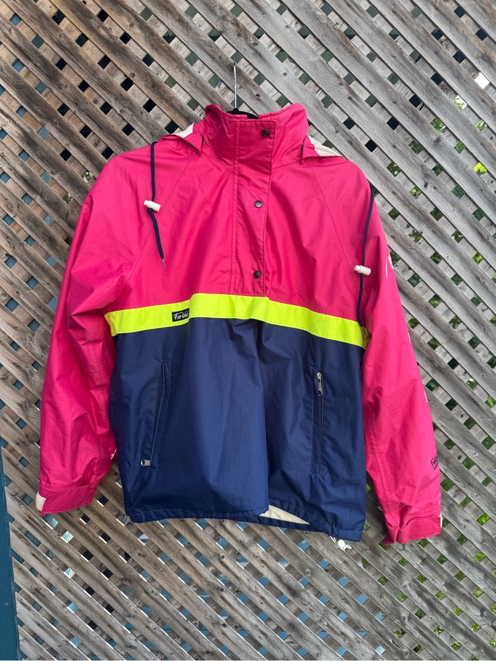 Vintage 80s Womens Far West Colorblock Neon Anorak Windbreaker Jacket - Size M